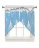 Curtain Christmas Tree Snowflake Blue Short Living Room Kitchen Door Partition Home Decor Resturant Entrance Drapes