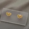 Brincos de parafuso prisioneiro de aço inoxidável flor de lótus para mulheres bonito ouro cor orelha piercing moda jóias acessórios aretes