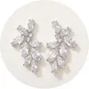 Boucles d'oreilles Marquise scintillantes en zircone cubique pour femmes, pour fête de mariage, mode tempérament contracté, bijoux féminins, nouveau