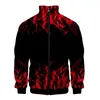 Hoodies masculinos azul verde vermelho roxo chama 3d impresso jaquetas harajuku cardigan gola com zíper jaqueta de beisebol casacos