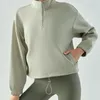 A L O Yoga Sweatwear Långärmad jacka Coat Pullover Windproof Mock Neck Sweater Air Layer Half Zip Sweatshirts Fitness Tops Womens Loose Slimning Ytterkläder