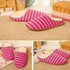 Slippers Dames Home Warming Zacht Koraal Fluweel Winter Snoep Kleur Gestreepte Schoenen