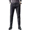 Men's Suits 2024 Winter Brushed Fabric Casual Pants Business Fashion Slim Fit Stretch Thick Gray Blue Black Cotton Trousers Male