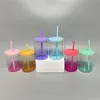 Tasses en verre de gelée d'ombre de sublimation de dégradé transparent de 17 oz avec poignée tasse de camping-car pot de jus tasses à café de boisson glacée avec pailles de couvercles colorés en plastique