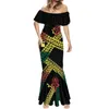 Casual Dresses Luxury Ladies Formal Occasions Fishtail Dress Off-The-Shoulder Tight Polynesian Print Fashion Elegant Summer