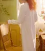 Kadınlar Pembe Prenses Elbise Uzun Kollu Uykshirts Vintage Pamuk Ruffles Nightgown.sypictorian Nightdress Uyku Salonu 240106