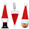 Kök förvaring 30 st mini -ornament Julhattskåpsväska och gaffel Santa Claus Silverware Xmas Party Table Holder