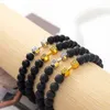 Braccialetti con ciondoli Bracciale con manubri in pietra lavica vulcanica nera naturale Bracciale con perline opache per donna Uomo Gioielli con bilanciere Fitness Pulseras