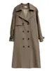 Mode coréenne longs manteaux femme hiver couleur unie revers Double rangée bouton coupe-vent femmes Trench manteau pardessus femme 240106