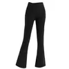 LU-001 Nouveau taille haute Yoga Flare Leggings femmes solide élastique nu sport pantalon Fitness serré Push Up Legging travailler bas vêtements de sport