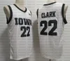 Clark Iowa Hawkeyes 22 Caitlin Clark Maillots de basket-ball Collège Jaune Noir Maillot cousu pour homme