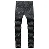 Jeans pour hommes Designer Noir Graphique Imprimé Skinny Fit Pantalon Serré Graffiti Motif Denim Pantalon