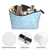 Sacos cosméticos bonito azul paisley trapezoidal portátil maquiagem saco de armazenamento diário para viagens jóias de higiene pessoal