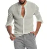 S-5xl Summer Solid Kolor Linen Casual Shirt Cardigan Długie rękaw Cienkie i oddychające koszule 240106