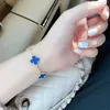 Classic Van Jewelry Accessories V Gold CNC Fanjia 18k Rose Red Agate Tiger Eye Stone Lucky Clover Laser Five Flower Bracelet Women's High Edition