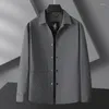メンズジャケット2024 PLSUサイズ6xl 7xl 8xlクラシック格子形の薄い秋のカジュアルラペル男性ブランド衣類Khaki Grey Black Coats