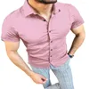 Camisas casuales para hombres camisa para hombres transpirables ajustes de ajuste delgado con cuello giratorio diseño de un solo pecho
