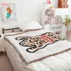 Knitted Tiger Blankets for Beds Outdoor Camping Picnic Mats Ins Style Sofa Throw Nap Blanket Retro Tablecloth Wall Tapestry 240106
