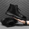 Plataforma de motocicleta botas de couro de alto nível ao ar livre de moda de moda confortável masculino de homens 240106