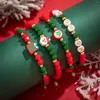 Braccialetti con ciondoli Bracciale con perline natalizie Regalo per le vacanze da donna Stringa con pupazzo di neve