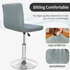 Chair Covers Waterproof Bar Stool Cover Stretch PU Leather Slipcover Small Size Short Back Seat For Dining Room Kitchen