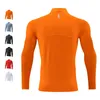 Hoge kwaliteit sneldrogend heren sport T-shirt sportkleding lange mouw hardlopen gymkleding fitness compressie shirt zip trui 240106