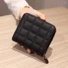 Wallets Women Fashion Small Zipper Wallet With Coin Purse PU Leather Plaid Purses Ladies Cute Mini Korean Style Card Pack
