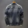 Mäns jackor Autumn Men High Quality Stretch Skinny Denim Jacket Button Retro Slim Street Wear Motorcykel Casual Jeans Plus storlek 5xl