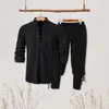 Fatos masculinos cintura elástica calças com cordão renascentista medieval estilo viking camisa calças conjunto com colarinho laço-up longo para homens