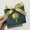 Gift Wrap Elegant Green Bag With Matching Ribbon And Exquisite Palm Tree Candy Box For Small Gifts Delights