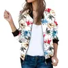 Kvinnorjackor Kvinnor Fashion Floral Bomber Jacket Rockar Vintage långärmad zip upp casual stativ krage kort kappa kvinnliga ytterkläder toppar