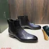 BERLUTI Botas de cuero Nuevas botas cortas Chelsea de un solo paso con diseño de piel de becerro para hombre Botas de cuero británicas HBTS