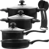 Pans 7 Pcs Flat-bottomed Small Frying Induction Cooktop Cast Iron Pots And Non Stick