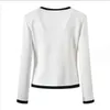 10012 XL 2024 Runway Spring Summer Brand SAme Style Sweater White Black Long Sleeve V Neck Womens Clothes High Quality Womens YL