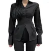 Kadın bluzları kadın y2k bluz vintage siyah tişört gotik harajuku düğmesi