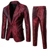 Men's Suits 2024 Autumn Personalized Trend Bright Face Dark Pattern Suit Nightclub One Button Lapel Set