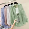 Damenblusen, Chiffon-Knopf, Sonnenschutz-Shirts, Langarm-Cardigan, Harajuku, dünne koreanische Mode, lockere Freizeitjacke, weißes Hemd, Tops