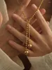 Zincirler Greatera paslanmaz çelik yuvarlak top kolye kolyeler kadınlar için altın gümüş renkli metal boncuklar zincir kolye su geçirmez takılar