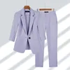 Pantaloni blazer da donna 2 pezzi Set Primavera Estate Sottile Office Lady Basic Joker Abito nero Cappotto Pantaloni Abiti Abbigliamento da lavoro Donna 240108