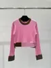 10001 L 2024 Runway Frühling Sommer Marke Gleicher Stil Pullover Rosa Grau Lange Ärmel V-ausschnitt Damen Kleidung Hohe Qualität frauen qian