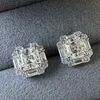 Testeur de passe en argent sterling 925 antiallergique, boucles d'oreilles carrées en moissanite de 6 mm pour fête de mariage, bijoux pour femmes, cadeau de mariée