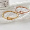 Designer Cartres Bangle Kajia Diamondless Nail Armband med öppen stil Colorless 18K Gold 18 K Gold Ins Handsmycken 4B02