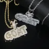 Buzlu tasarımcı hayvan keçi kafa mektubu cazibe kolye kolye ile ip zinciri hip hop kadın erkekler tam döşeli 5a kübik zirkonya patron erkek hediye takı