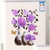 Autres autocollants décoratifs 3D stéréo mur simulation fleur vase auto-adhésif esthétique romantique mural pour maison chambre porte réfrigérateur Deca Dhzo6