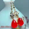 Dangle Earrings Eregance Noble Lady Jewelry Inlaid Natural Chalcedony Agate Earing Red White Pink Jade Women Ear Chain