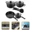 Pannen 7 pc's potten en gietijzeren pan set koekenpan non -stick frituren