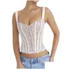 Mulheres Tanques Camis Mulheres Lace Corset Regatas Sem Mangas Central-Fecho Frontal Slim Fit Desossado Colheita Bustier Drop Delivery Vestuário Clot Otiq3