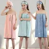 Towel 4 Piece Set Bath Robe Sleeveless For Women Dressing Gown Warm Bathrobe Solid Ladies Robes Absorbs Dries Quickly