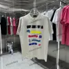Xinxinbuy 2024 Erkekler Tasarımcı Tee T Shirt Yıkılmış Mektup Baskı Paris Kadınlar Siyah Beyaz Sarı Mavi M-2XL