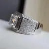 Anneaux de cluster Nareyo Mens Luxe 925 Bague en argent sterling avec cristal de zircon pour hommes bijoux cadeau